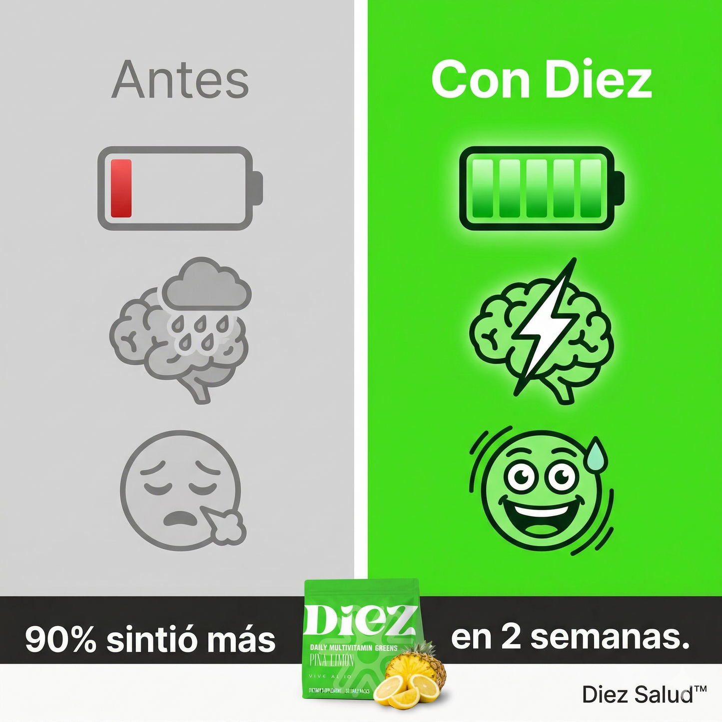 Gomitas Multivitamínicas con Vegetales – Sabor Piña Limón | Diez Salud™