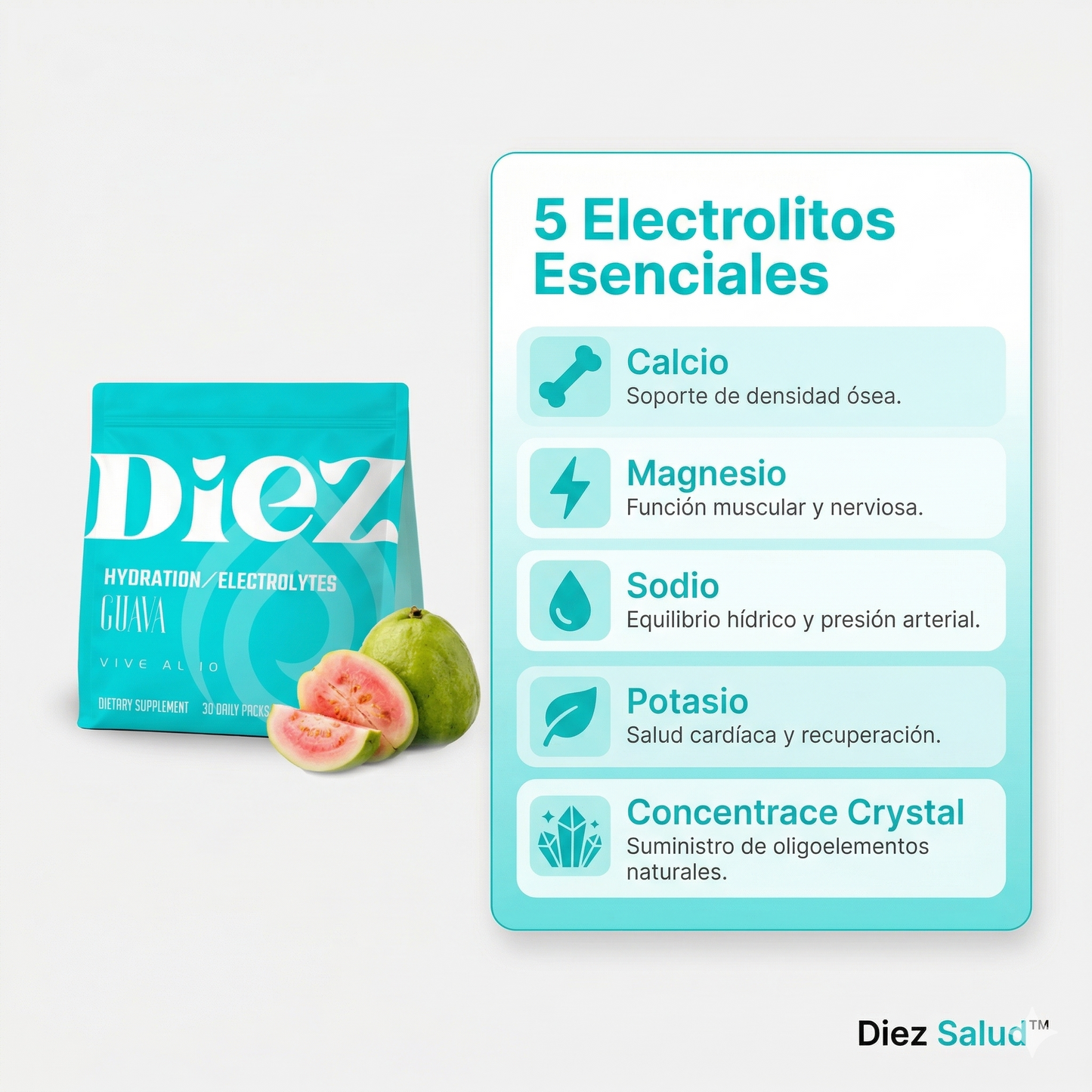 Gomitas de Hidratación con Electrolitos – Sabor Guayaba | Diez Salud™